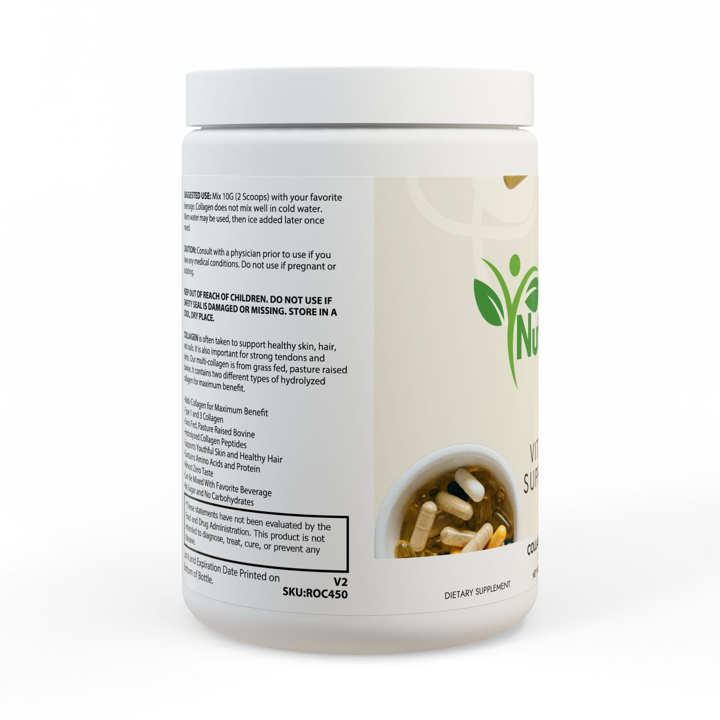 Collagen Peptides Type I & III Supplement (350g, 12.3oz)